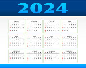 eye catching 2024 english desk calendar template for office or business
