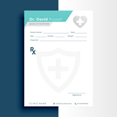 flat style a4 medical prescription pad flyer design
