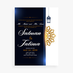islamic nikah ceremony event card template for ride and groom