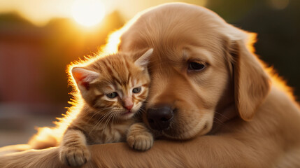 puppy and cat photo generative AI