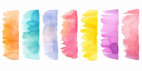 Generative AI : abstract watercolor brush strokes isolated on white, creative illustration, artistic color palette, grungy smear, red purple pink gold, fashion background