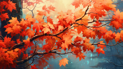 Obraz na płótnie Canvas Colorful fall leaves wallpaper - ai generative