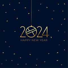 Naklejka premium golden 2024 new year blue background with confetti decoration