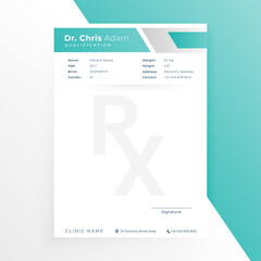 blank a4 pharmacy prescription paper template for medical care - obrazy, fototapety, plakaty