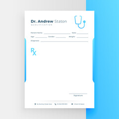 flat style empty medic prescription document flyer
