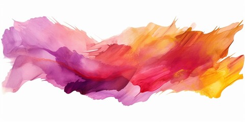 Generative AI : abstract watercolor brush strokes isolated on white, creative illustration, artistic color palette, grungy smear, red purple pink gold, fashion background - obrazy, fototapety, plakaty