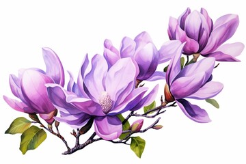 Generative AI : Purple magnolia flower, Magnolia felix isolated on white background, with clipping path