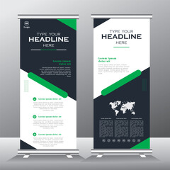 Modern business roll up banner design, vertical banner template, 