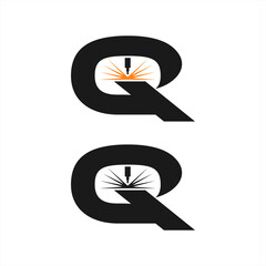 Laser Cutting logo design, laser cutting vector, vintage laser cutting