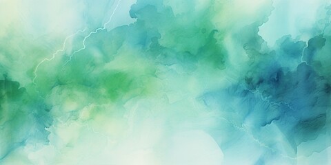Generative AI : Green and blue texture with watercolor stains - obrazy, fototapety, plakaty