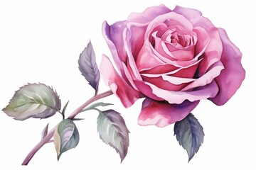Obraz premium Generative AI : Watercolor botanical illustration of rose. Natural object isolated on white background. 