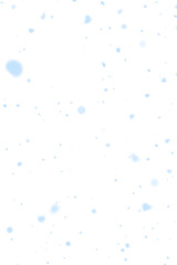 Digital png illustration of light blue falling snowflakes repeated on transparent background