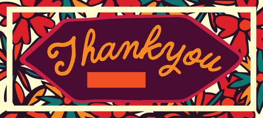 Digital png illustration of colourful card with thank you text on transparent background