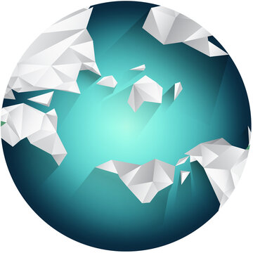 Naklejki Digital png illustration of blue earth with origami lands on transparent background