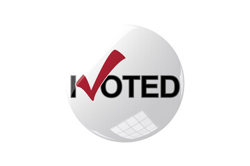 Digital png illustration of white button with i voted text on transparent background