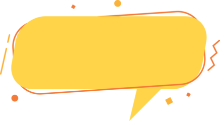 Digital png illustration of yellow speech bubble on transparent background