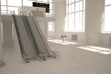 Digital png illustration of interior of airport on transparent background