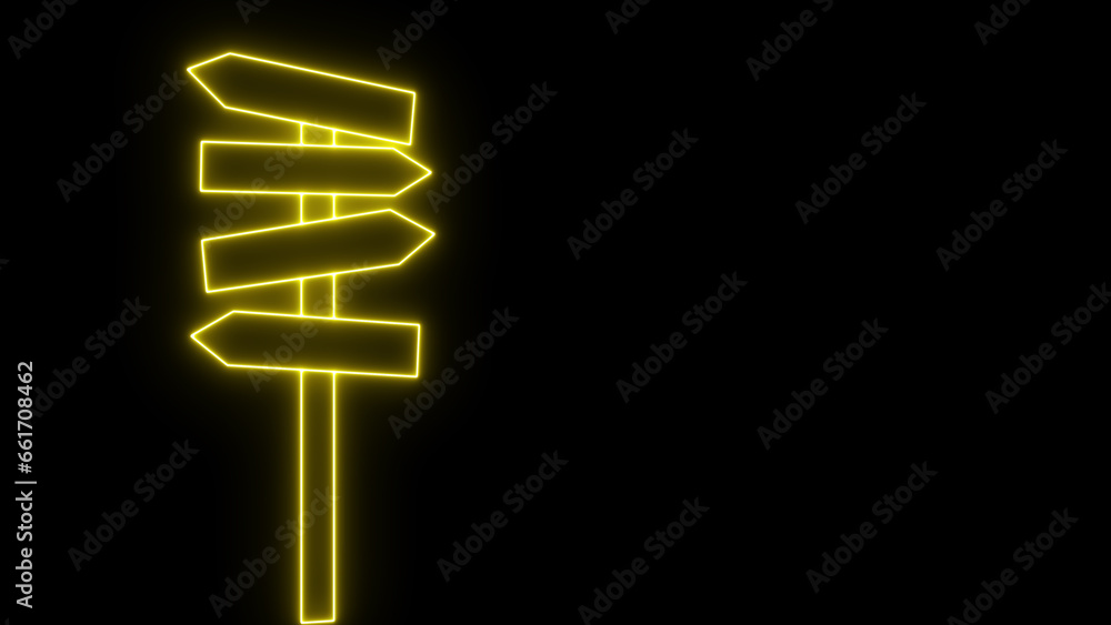 Poster neon road traffic signs set. blank board with place for text. isolated information sign. direction. 