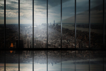 Digital png illustration of cityscape with skyscrapers on transparent background