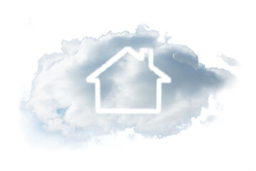 Digital png illustration of cloud with house on transparent background