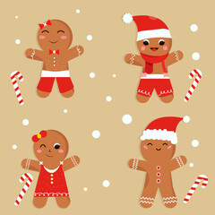 hand drawing  cute gingerbread natal thema cookie collection vector element