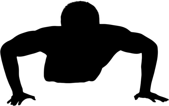 recommend clip art: Digital png silhouette of man doing push-ups on transparent background