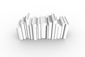 Digital png illustration of row of white books on transparent background