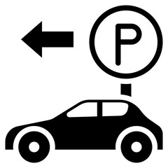 car service parking arrow solid glyph