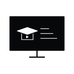 E-learning Black Fill icon set. Online education Elements icon set. Smart Learning. Online tuition, e-learning, video courses, Graduation, Education Modern. Black Fill Icon for online Icon