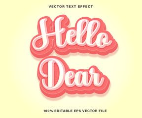 hello dear 3d text effect editable text