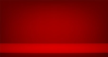 Empty velvet red color studio room background. Graphic art design. Empty room with spotlight effect. Vector illustration. - obrazy, fototapety, plakaty