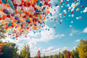 Schilderijen op glas colourful balloons in the sky © sam