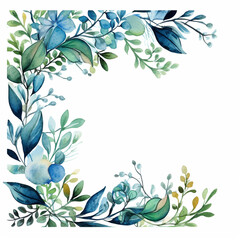 Watercolor floral wreath. Hand painted flowers and leaves isolated on white background.