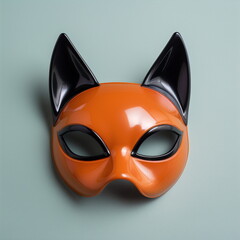 fox mask isolated on plain blue studio background