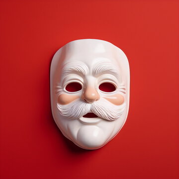santa mask isolated on plain red studio background