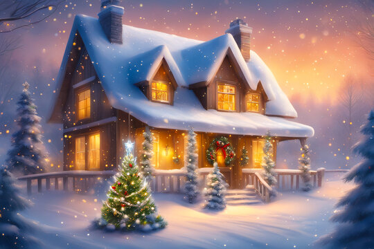 christmas tree and house