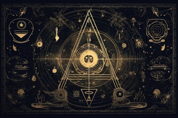 Abstract background with elements of alchemy and occultism 