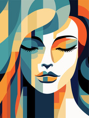 silhouette of a face of the person vector art illustration