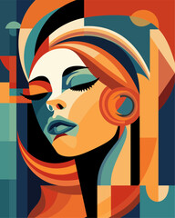 silhouette of a face of the person vector art illustration