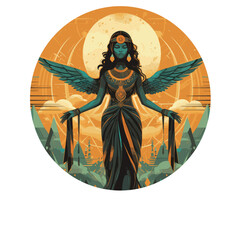 Isis ägyptische Göttin der Wiedergeburt Vektor - obrazy, fototapety, plakaty