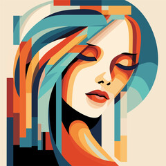 silhouette of a face of the person vector art illustration