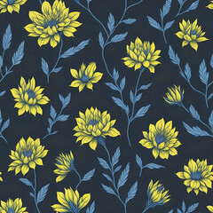 A watercolor seamless flowers pattern, Image background pattern Ai generated.