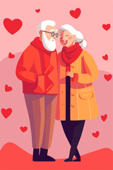 love greeting card illustration with heart and couples