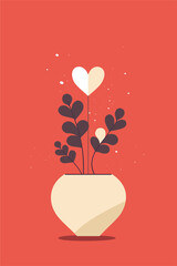 love greeting card illustration with heart and couples