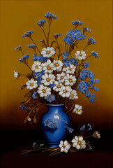 Blue Vintage Flowers  | DIGITAL Print | Wall Art | Home Decor | Abstract Art | Print Art | Art