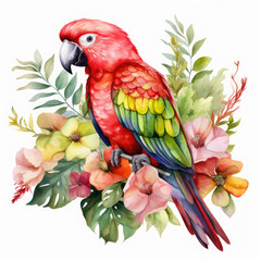 Parrot flower and fruit Illustration, Generative Ai