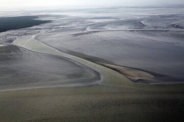 View of the sandy bay - Mont Saint Michel - Normandy - France