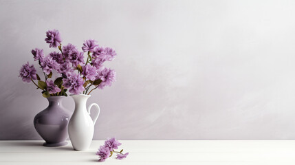 A vase filled with purple flowers
