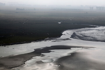 Overview of the sandy bay - Mont Saint Michel - Normandy - France