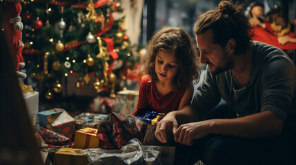 Moments of Joy: Family Unwrapping Presents, Generative AI